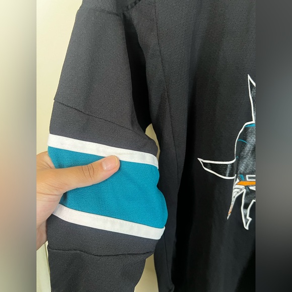 Vintage Reebok San Jose Sharks NHL Hockey Jersey Size Youth L / XL *FLAWS* - Picture 7 of 9